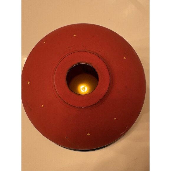 Christmas Fairy Light Tea Light Handpainted Glass Village Holder Bell Shaped 6” - Picture 8 of 11